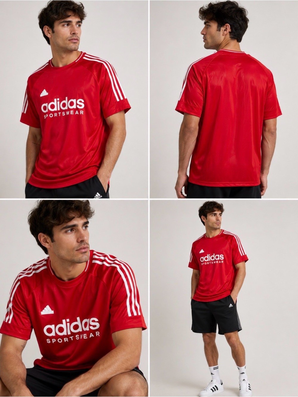 Adidas Originals Red Short Sleeve Tee with Trefoil Logo Size L